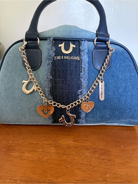True Religion Handbags - True Religion Two-Tone Denim Dome Satchel - Light & Dark Blue